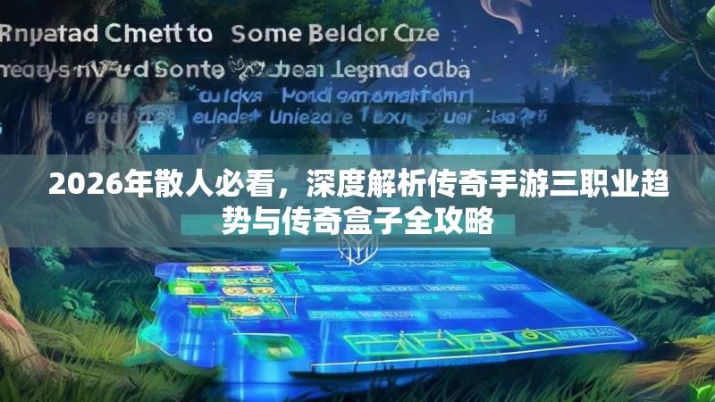 2026年散人必看，深度解析传奇手游三职业趋势与传奇盒子全攻略