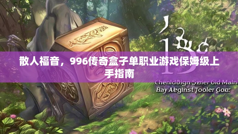 散人福音，996传奇盒子单职业游戏保姆级上手指南