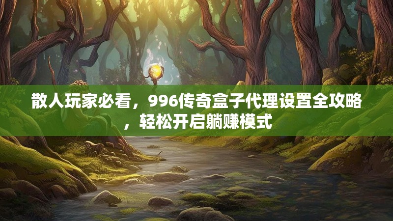 散人玩家必看，996传奇盒子代理设置全攻略，轻松开启躺赚模式