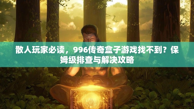 散人玩家必读，996传奇盒子游戏找不到？保姆级排查与解决攻略